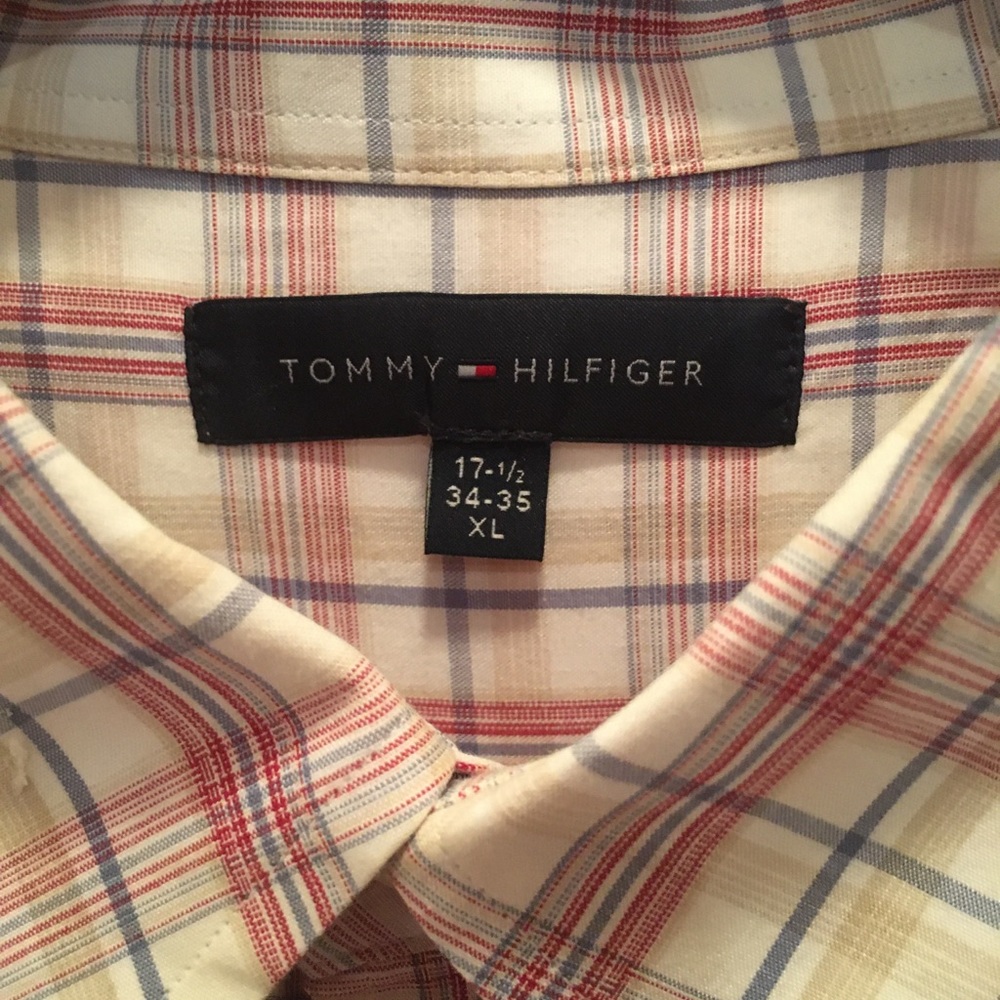 Men’ s TOMMY HILFIGER sport, dress shirt, XL plaid